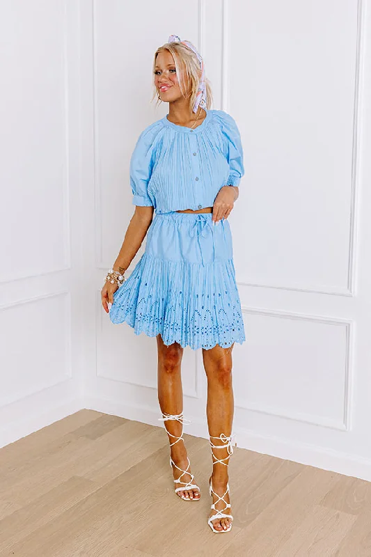 Luxury Fashion Southern Flair Pleated Eyelet Mini Skirt