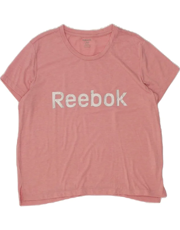 Exquisite Tailoring REEBOK Womens Graphic T-Shirt Top UK 14 Large Pink Polyester