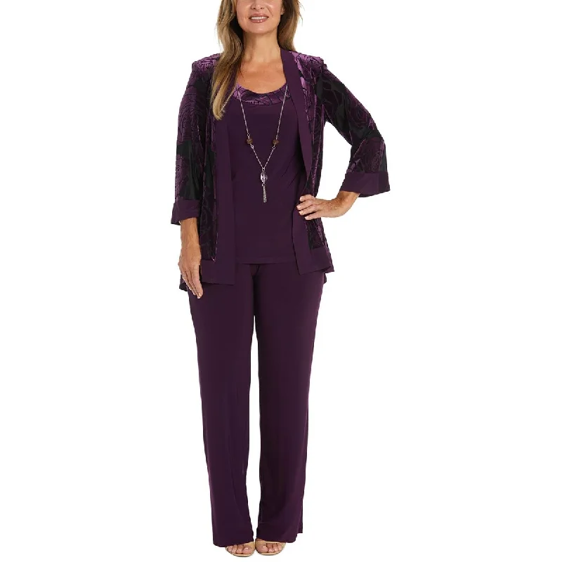 Artistic Temperament R&M Richards Womens Velvet Burnout Duster Blazer