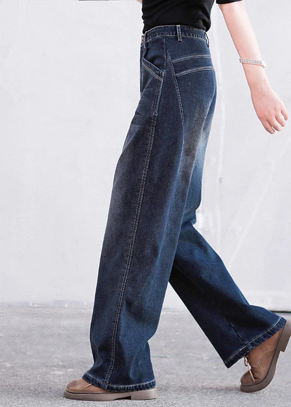 Fashionable In The Times Baggy Denim Blue High Waist Pockets Cotton Straight Pants Summer Fashionable In The Times Baggy Denim Blue High Waist Pockets Cotton Straight Pants Summer