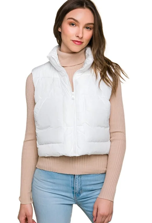 British Style Layering Puffer Vest With Pockets