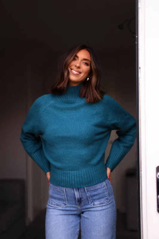 American Style Noel Mock Neck Sweater - Dark Teal - FINAL SALE