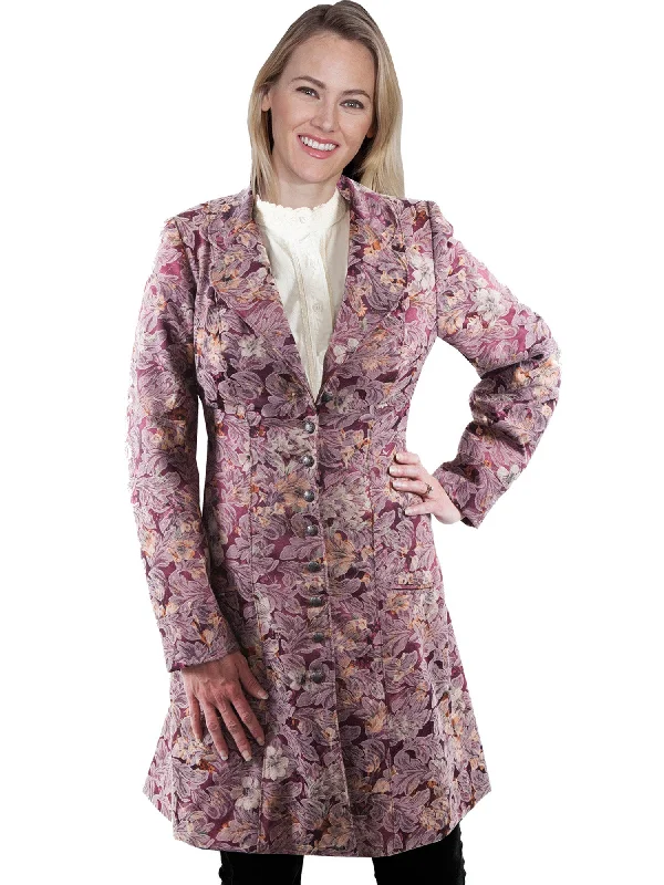 Classic Style Scully Womens Rose Polyester Jacquard Frock Coat
