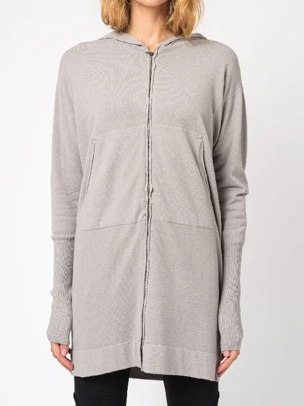 Sweet Breath Viscose and Wool Zipped Maxi Hoodie