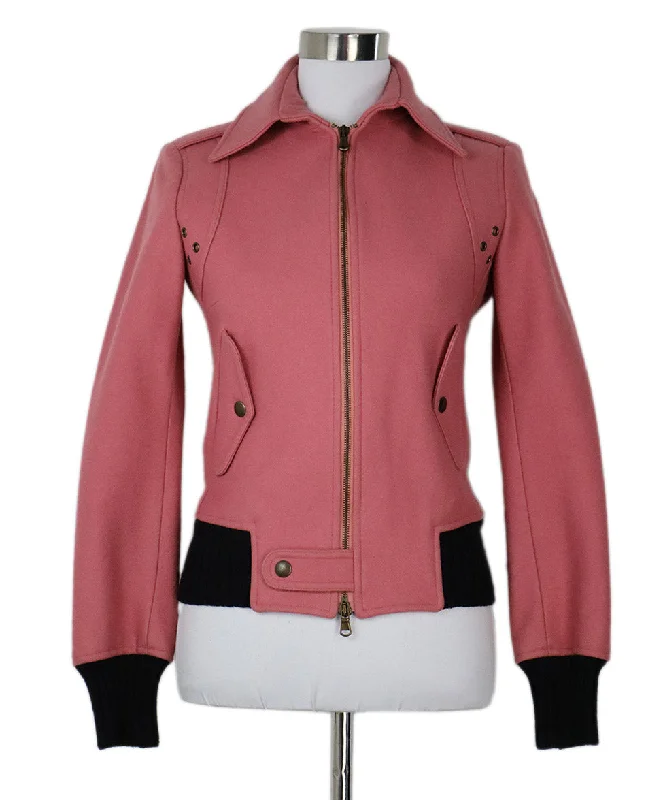Luxury Fashion Costume National Pink Wool & Black Knit Jacket sz 2