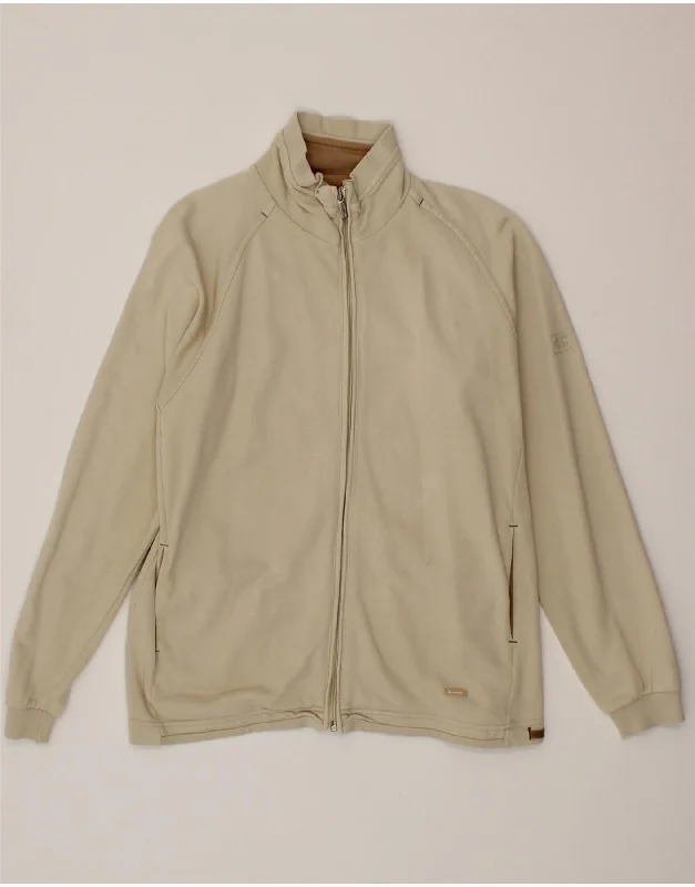 Fashionable In The Times CHAMPION Womens Tracksuit Top Jacket UK 14 Medium Beige Cotton