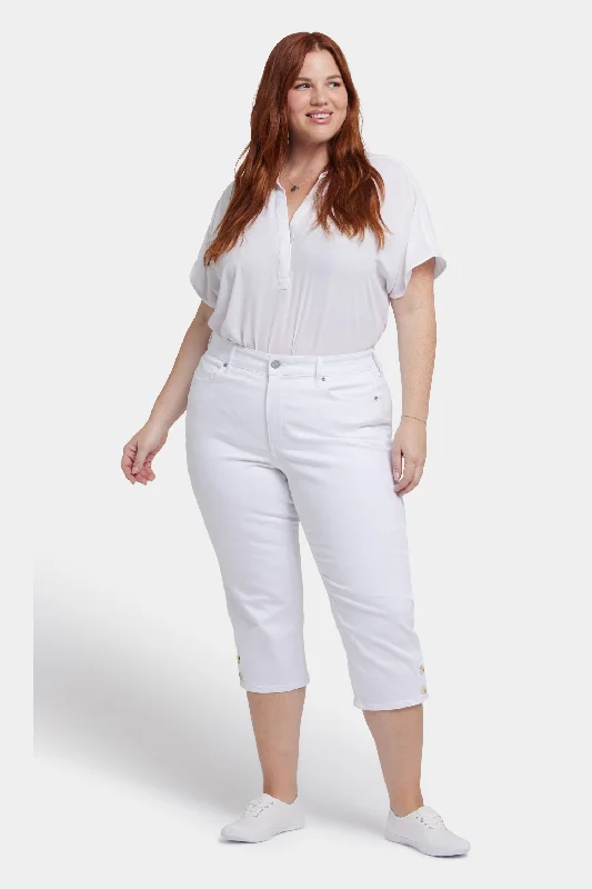 Street Fashion Marilyn Straight Crop Jeans In Plus Size - Optic White