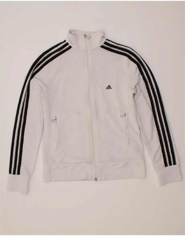 Bright Colors ADIDAS Womens Tracksuit Top Jacket UK 12 Medium White Polyester
