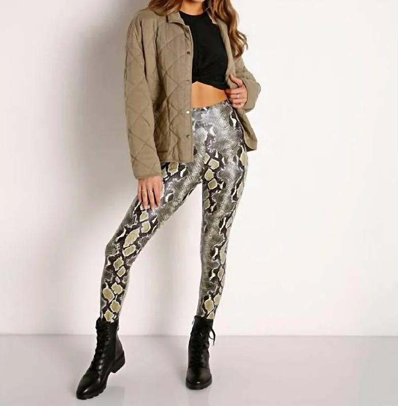 Sweet Breath Faux Leather Perfect Control Leggings In Snakeskin