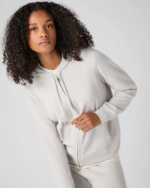 Floral Prints Women's Ada Cashmere Hoodie Pebble Grey