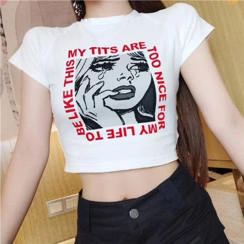 Personal Design Women's Character Printed Short T-shirts