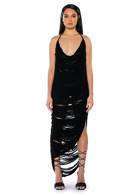 Urban Design Sense WAITING ON NO ONE HALTER KNIT MAXI DRESS