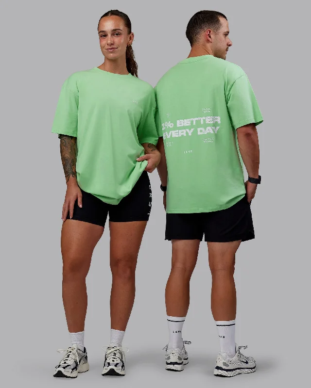 Energy Wear Unisex 1% Better Value Series FLXCotton Tee Oversize - Surreal Green-White