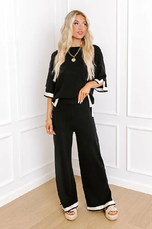 High-end Sense Uptown Cafe High Waist Knit Pants in Black