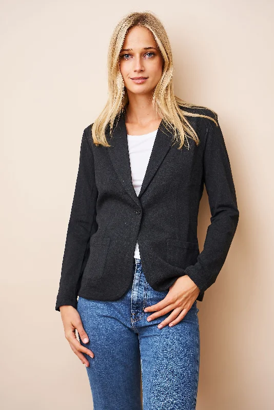 Cool Style Majestic French Touch One Button Blazer in Anthracite Chine
