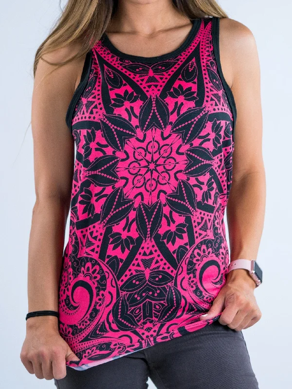 Elegant Outline Electro Pink Mandala Unisex Tank Top