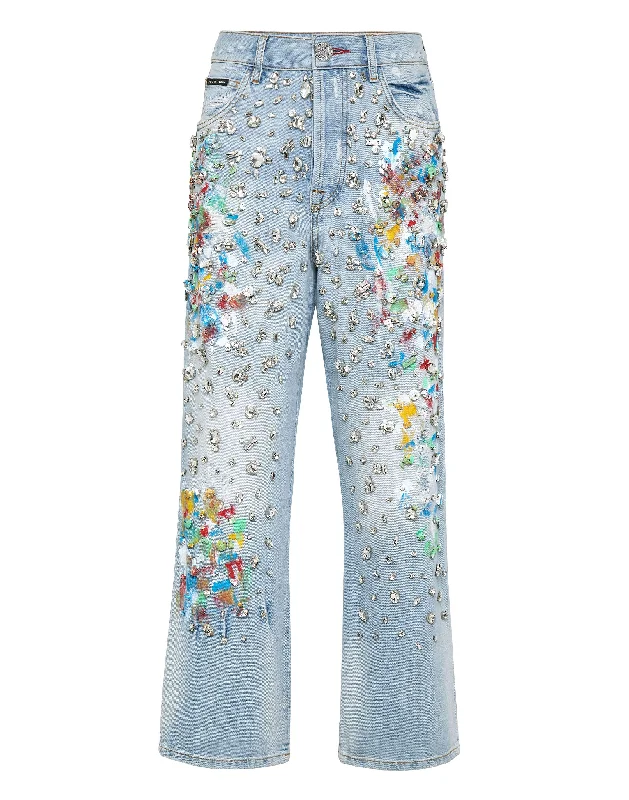 Must-have For Autumn And Winter Denim Trousers High Rise Fit Crystal