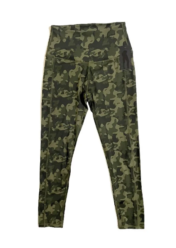 Romantic Temperament Women's Camo 7/8 With Pocket High Rise Gym Yoga Leggings In Green