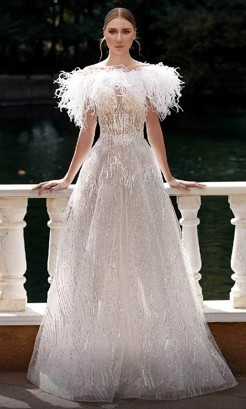 Integrated Design MNM Couture K3933 - Feather A-Line Evening Gown