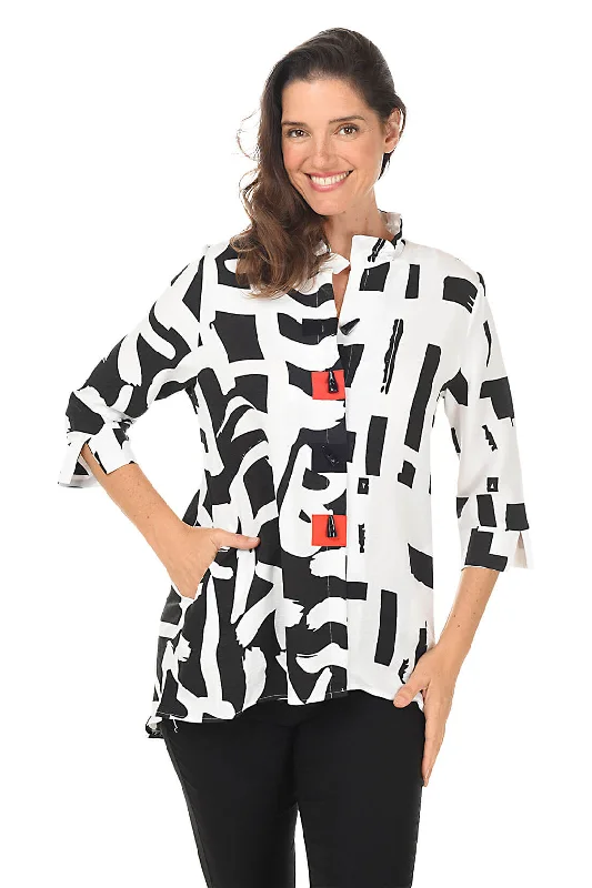 Fashion Touch Silhouette High-Low Button-Front Shirt