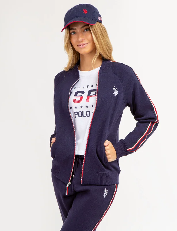 Exquisite Design FULL ZIP SIGNATURE STRIPE BOMBER