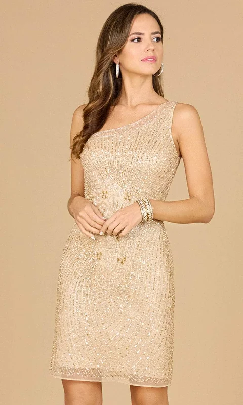 Quality Tailoring Lara Dresses 29105 - Beaded One Shoulder Cocktail Dress
