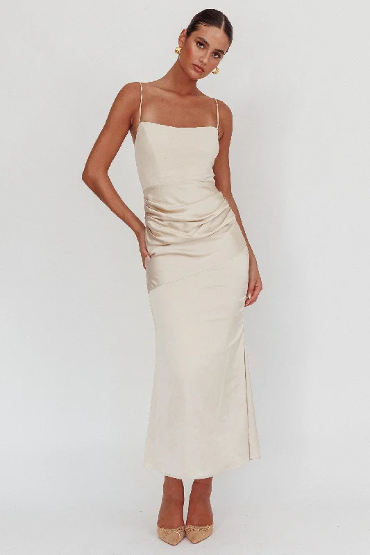 Dressing Tips Morella Draped Waist Maxi Dress Champagne