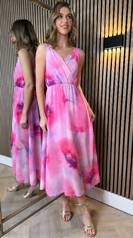 End Of The Year Quinn Pink Tie Dye Maxi Dress