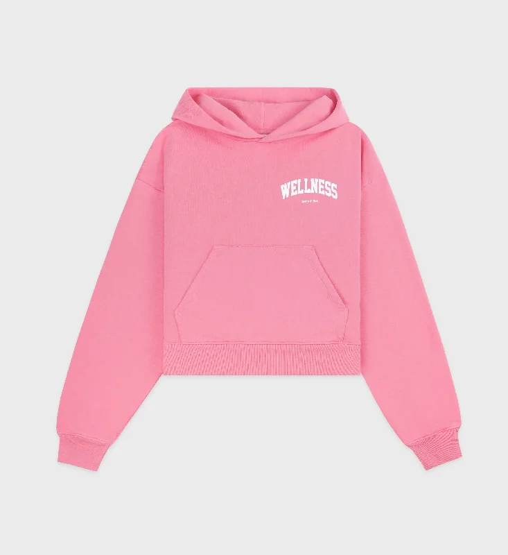 High Street Design Wellness Ivy Cropped Hoodie - Candy/White