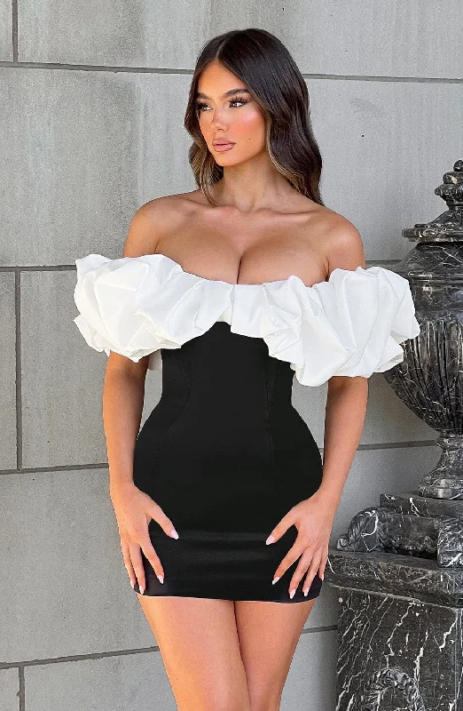 Romantic Temperament Allie Mini Dress - Black/White