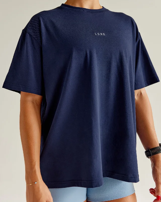 Luxury Classic Go-To FLXCotton Oversized Tee - Future Navy-White