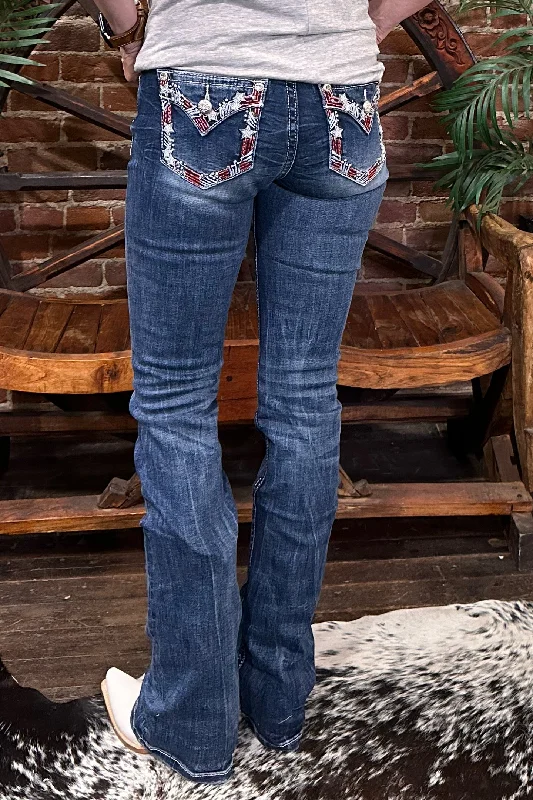 Summer Selection Americana Stars & Stripes Mid Rise Bootcut Jean by Miss Me