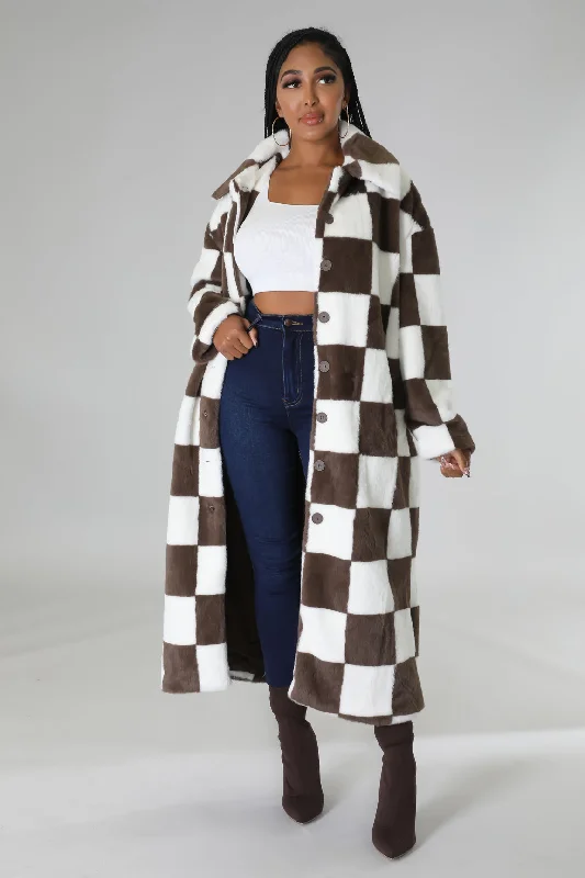 Street Fashion Checkers Not Chess Coat
