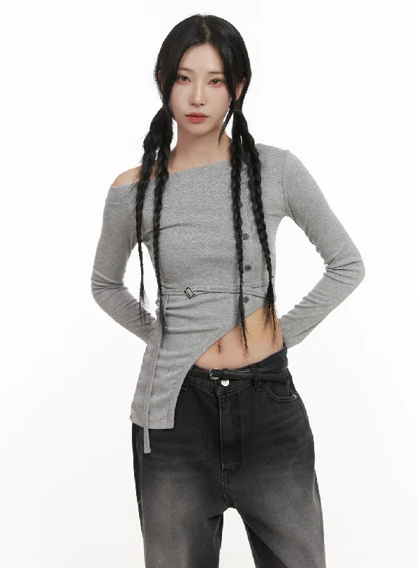 Comfortable Fashion One Shoulder Unbalanced Crop Top CD409