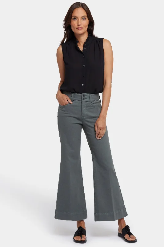 High Street Fashion Mia Palazzo Ankle Jeans - Sage Leaf