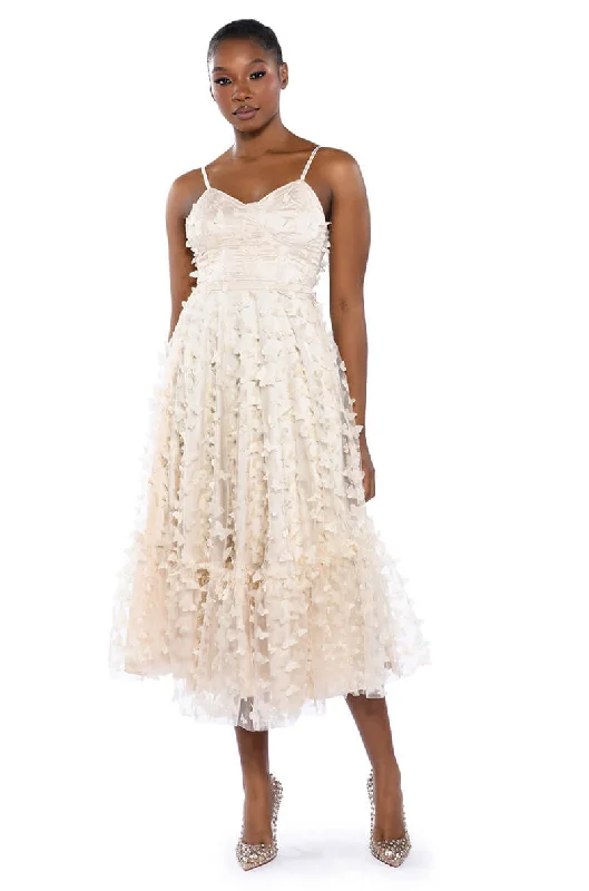 British Style MARIPOSA SLEEVELESS APPLIQUE MIDI DRESS