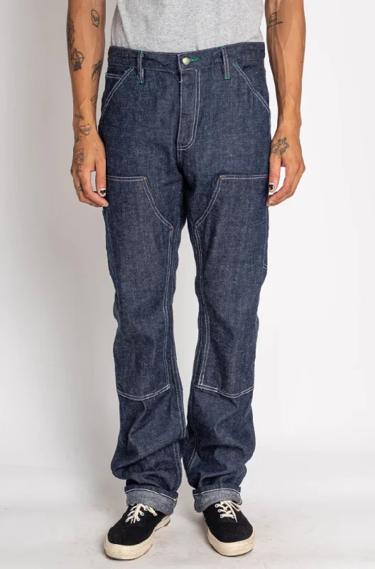 Fashion Pioneer 11.5 oz Selvedge "Jelt" Double knee Carpenter Jeans, Left Field X Blue in Green Exclusive