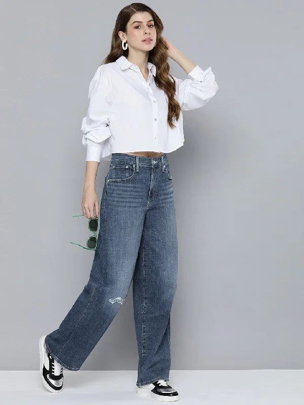 Fashionable Inner Wear Women's High Rise Wide Leg Jeans