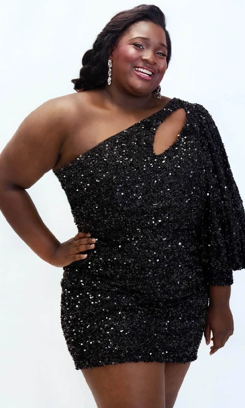 Must-have For Fashion Sydney's Closet SC8133 - Sequined Asymmetric Cocktail Dress