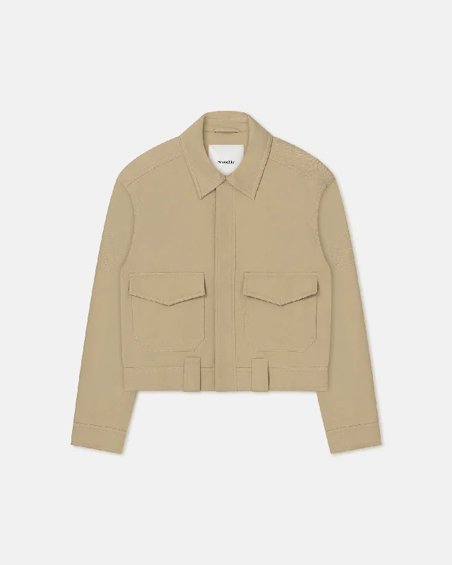 Breathable Design Ruben - Cropped Cavalry Twill Jacket - Pebble