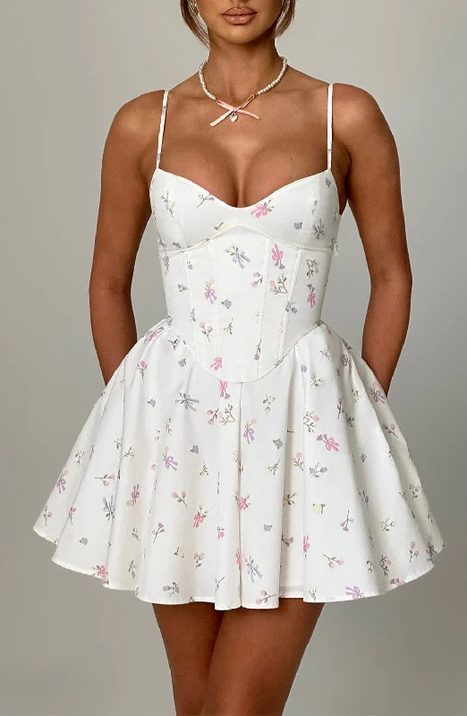 Preview New Products Analeigh Mini Dress - White Multi Floral Print