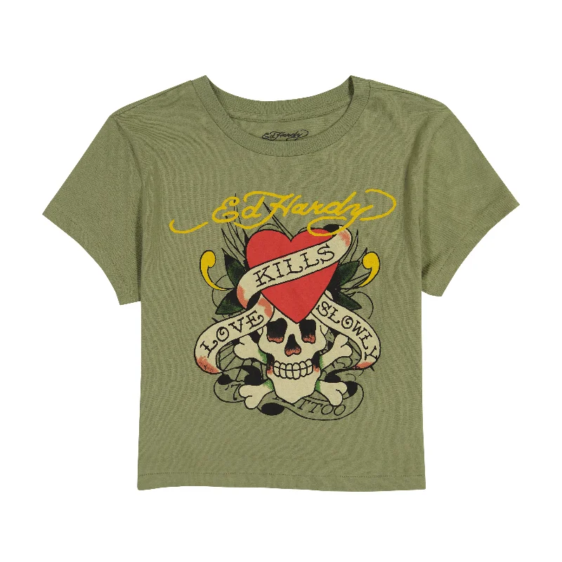 Fashionable In The Times Olive LKS Baby Tee