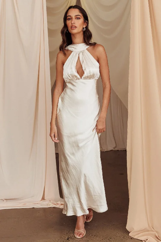 New Design Starry Nights Cowl Back Maxi Dress Champagne