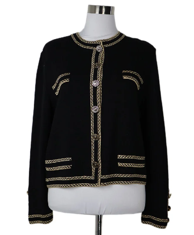 Romantic Temperament St. John Black & Gold Knit Jacket sz 12