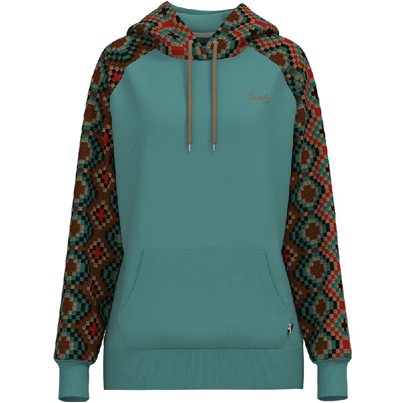 Simple Design "Legendary Punchy Hoody" Turquoise w/Tan & Red Pattern