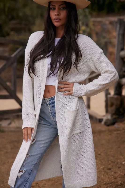 Fashion Must-have Kelsey White Long Cardigan