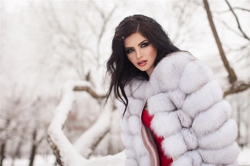 Classic Choice Real Fox Fur Coat Long Coats