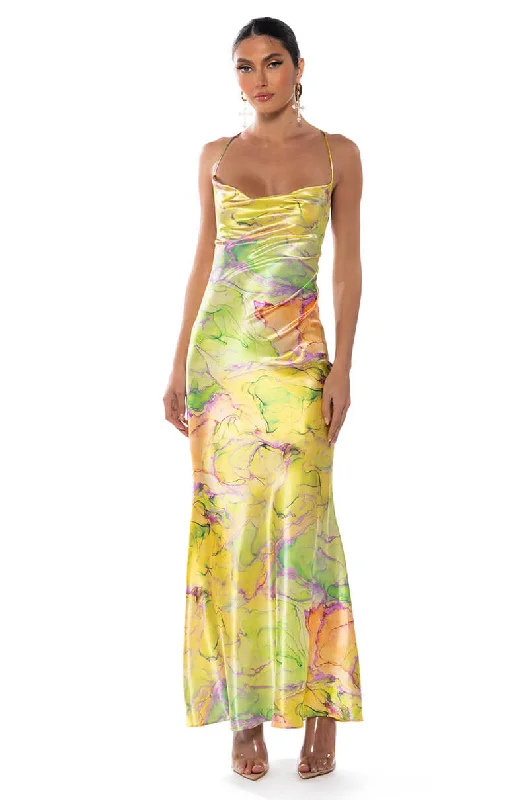 Elegant Series GOING UP SATIN MAXI DRESS