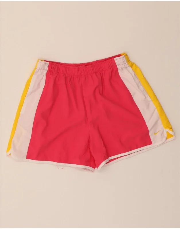 Romantic Temperament NIKE Womens Sport Shorts US 8/10 Medium Pink Colourblock Polyester