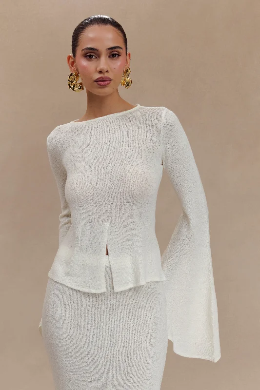 Personal Charm Carey Knit Flare Sleeve Top - Ivory